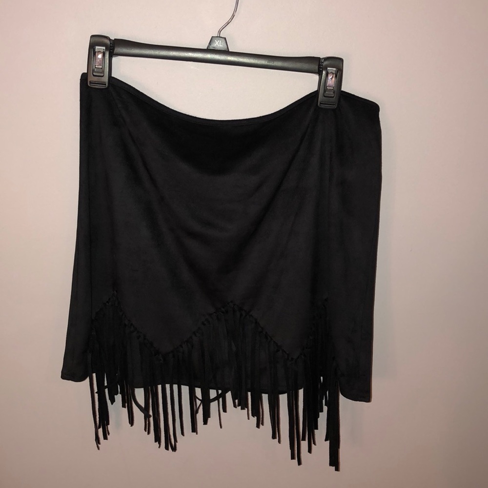 fringe suede skirt